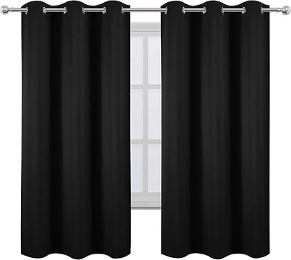 LEMOMO Blackout Curtains 42 x 63 inch/Black Curtains Set of 2 Panels/Thermal - Image 2