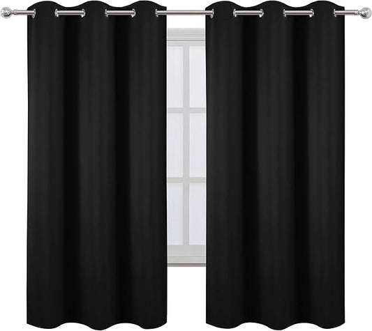 LEMOMO Blackout Curtains 42 x 63 inch/Black Curtains Set of 2 Panels/Thermal - Image 2