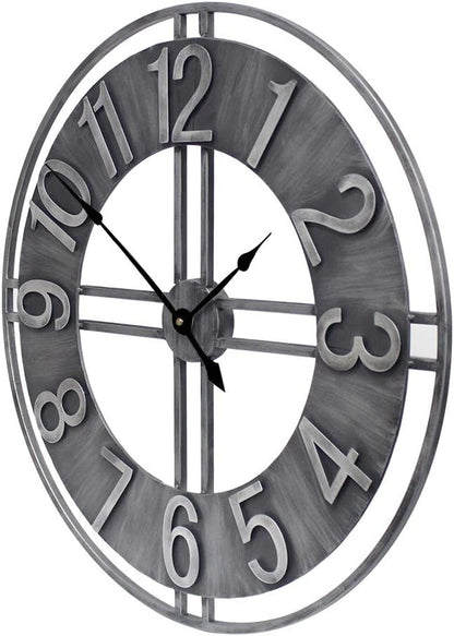 24 inch Large Wall Clock Decorative Metal Retro Oversized Clocks Decor - Image 3