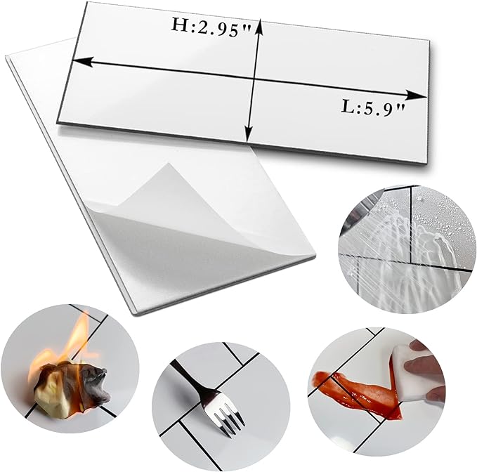 AULIGET 100-Piece Polished Grey Thick PVC Peel and Stick Backsplash - Image 4