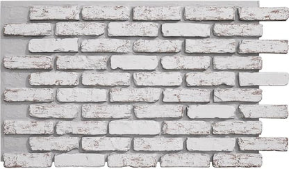 EverStone Aged Brick Faux Brick Panel, 46 7/8"W x 27"H x 1 1/4"D, Rustic White by EkenaMillwork