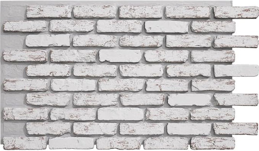 EverStone Aged Brick Faux Brick Panel, 46 7/8"W x 27"H x 1 1/4"D, Rustic White by EkenaMillwork