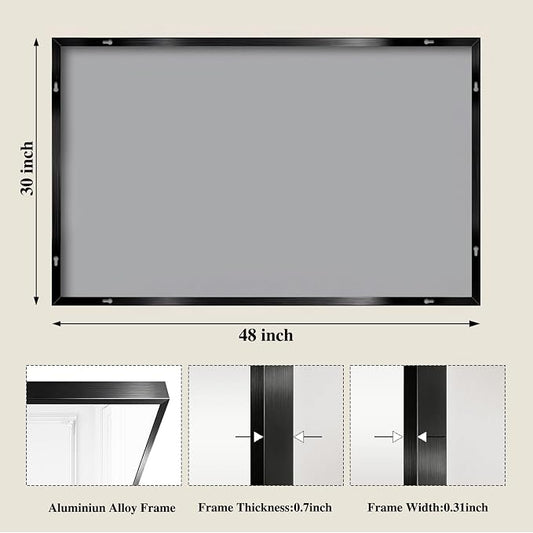 Koonmi Black Mirrors for Wall, 30x48 Inch Bathroom Mirror, Rectangular Wall - Image 2