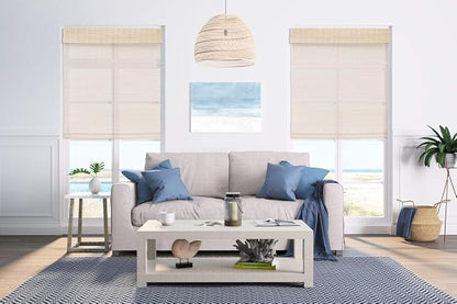 Cordless Woven Wood Roman Shades, 34W x 36H, Bamboo Mesh Natural, Sizes 20-72 - Image 4
