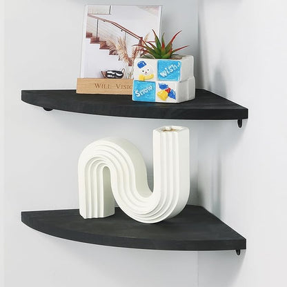 Corner Wall Shelves Set of 2, Rustic Wood Corner Floating Shelves - Image 6