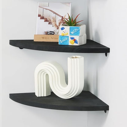 Corner Wall Shelves Set of 2, Rustic Wood Corner Floating Shelves - Image 6