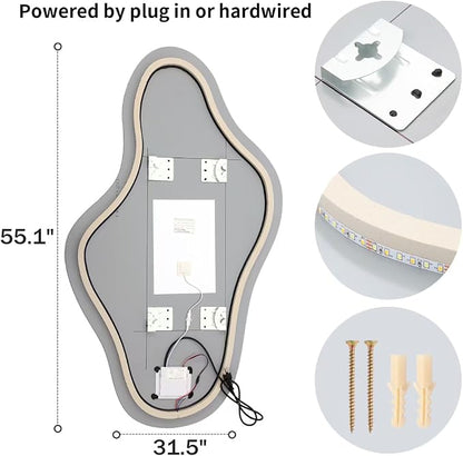 55″x31.5″ Modern Irregular LED Bathroom Mirror - Image 6