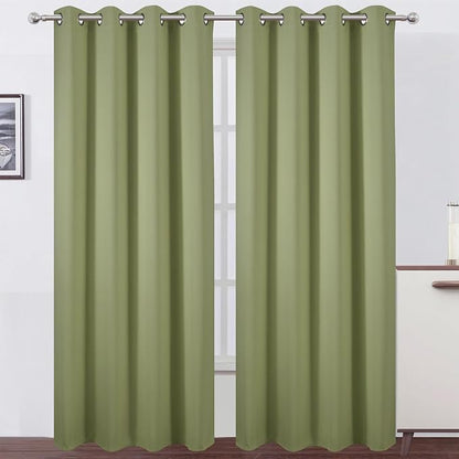 LEMOMO Blackout Curtains 52 x 84 inches Long Sage Green Curtains Set of 2 by Lemomo