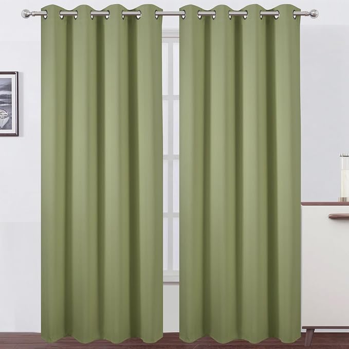 LEMOMO Blackout Curtains 52 x 108 inch/Sage Green Curtains Set of 2 by Lemomo