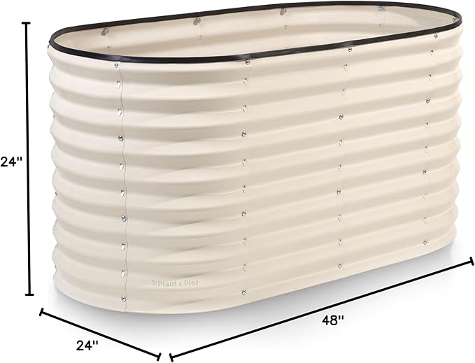 Galvanized Raised Garden Beds Outdoor // 4×2×2 ft Planter Raised Beds for Gardening, Vegetables, Flowers // Large Metal Garden Box (White) // Patented Tool-Free Design