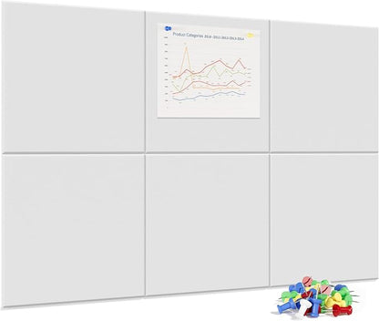 Neatsure Large Cork Board for Wall, 6 Panels Felt Tiles Tack Push Pin Board for by Neatsure