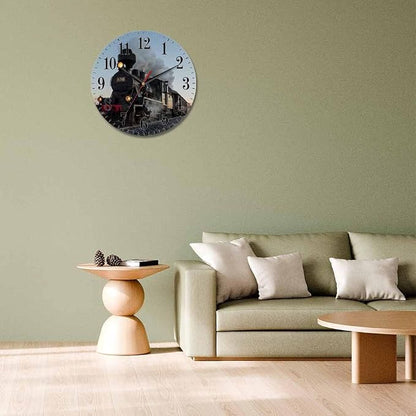 Mxocom Morning Train Wall Clock Old Steam Train Smoke Rairoad Sunrise 10 Inch - Image 7