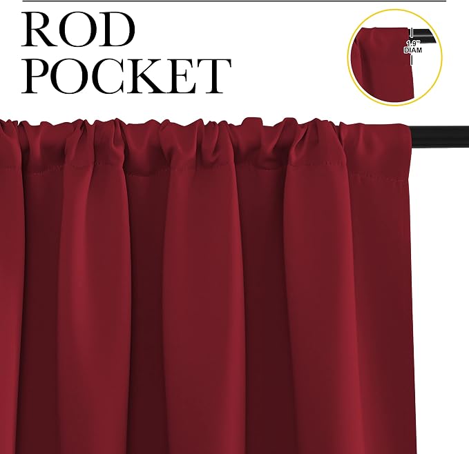 NICETOWN 2 Panels Blackout Curtains, Rod Pocket Window Curtains Room Darkning - Image 2