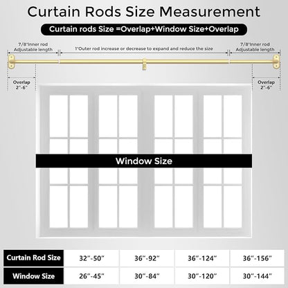 Curtain Rods 32-46 Inch, 1 Inch Adjustable Heavy Duty Room Darkening Window - Image 8