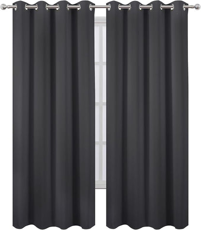 LEMOMO Blackout Curtains 52 x 108 inch/Dark Grey Curtains Set of 2 - Image 2