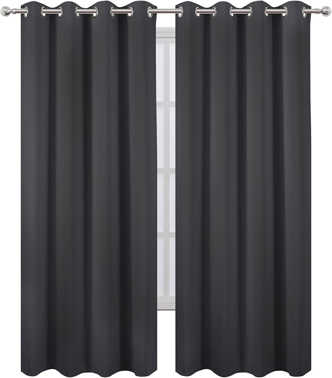 LEMOMO Blackout Curtains 66 x 95 inch/Dark Grey Curtains Set of 2 - Image 2
