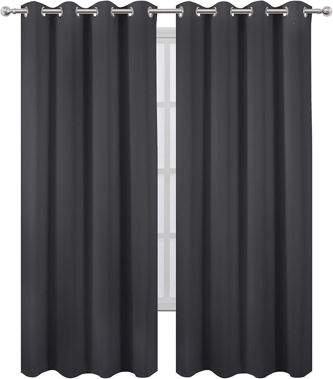 LEMOMO Dark Grey Thermal Blackout Curtains/52 x 95 Inch/Set of 2 Panels Room - Image 2