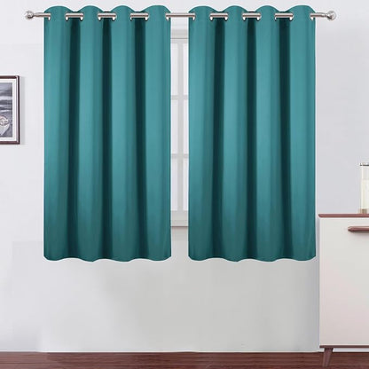 LEMOMO Blackout Curtains 66 x 54 Inch Long Sea Teal Curtains Set of 2 Panels by Lemomo