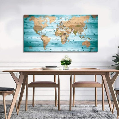 Large Wall Art Blue Painting Ready to Hang 40"x78"Large map of the world Framed - Image 4