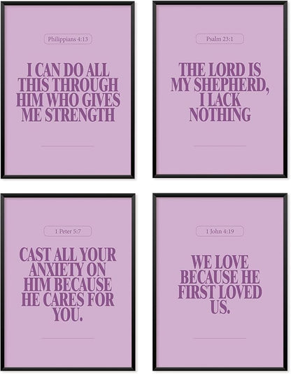Locomiss Purple Christian Wall Art Decor Posters, Minimalist Jesus Scripture by Unknown