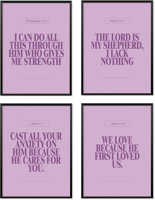 Locomiss Purple Christian Wall Art Decor Posters, Minimalist Jesus Scripture by Unknown