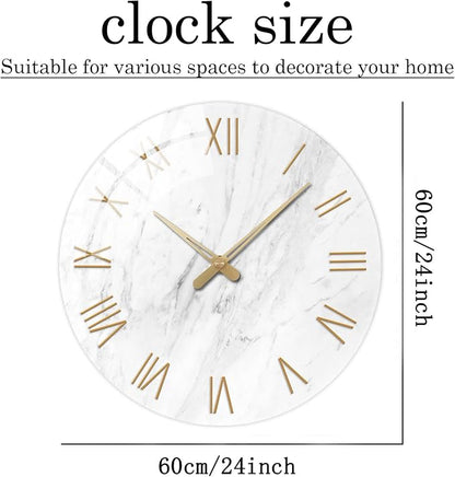24 Inch White Minimalist Glass Wall Clocks Battery Operated Extra Large Wall - Image 2