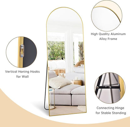 Dewfig Arched Gold Full Length Mirror, Full Body Mirror - Image 5