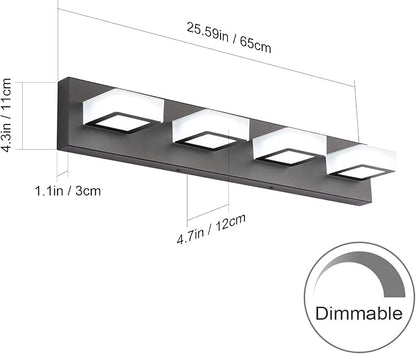 Ralbay Black Vanity Light Dimmable 4 Lights LED Modern Bathroom Vanity Lighting - Image 2