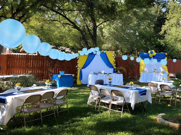 10 Pack Outdoor Silk Lanterns Decorative, 10inch Waterprooof Outside Indoor Chinese Hanging Round Lanterns for Weddings, Birthdays, Parties Decoration(Blue)