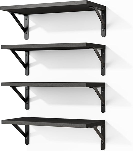 Fixwal Floating Shelves for Wall, Wood Wall Mounted Shelves for Bedroom by Fixwal
