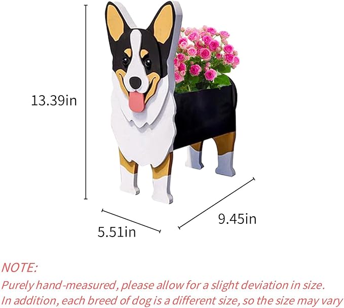 Concepts Welsh Corgi Dog Planter Plant Pots,Cute Garden Dog Flower Planter,Dog Planters Birthday Gifts for Women,Office,Indoor/Outdoor Decor （9.45 * 5.51 * 13.35in）