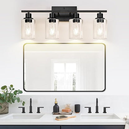 Indoi 4-Light Bathroom Light Fixtures, Matte Black Modern Vanity Lights - Image 6
