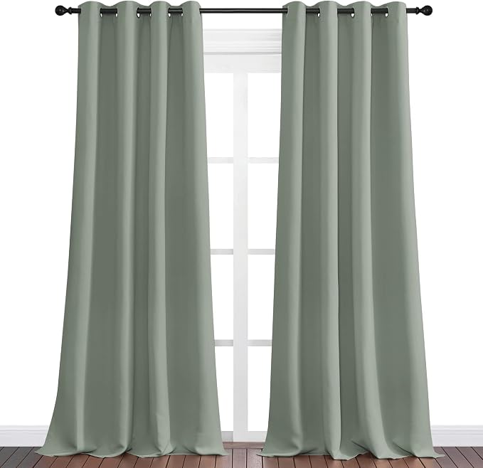 NICETOWN Greyish Green Blackout Curtains 96" Long - Image 2