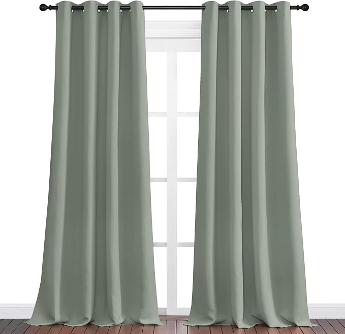NICETOWN Greyish Green Blackout Curtains 120" Long - Image 2
