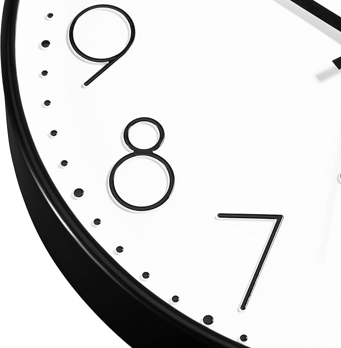 Foxtop Black Wall Clock 12 Inch Silent Non Ticking Quartz Battery Operated - Image 7