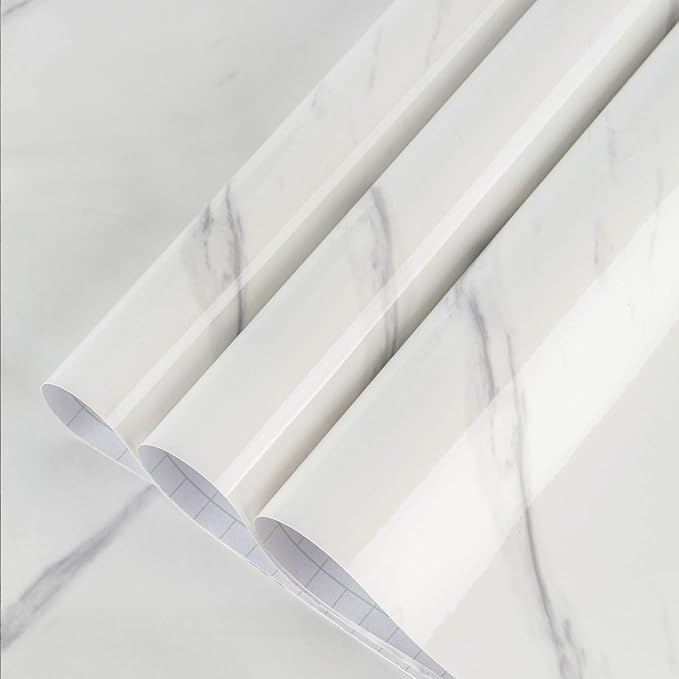 BAYYA White Marble Wallpaper Peel Stick Countertop Contact Paper White Granite by BAYYAPeelandStickWallpaper