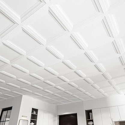 Art3d 24-Pack Square Drop Ceiling Tile 2ft x 2ft in White, PVC Ceiling Panel 24 - Image 3