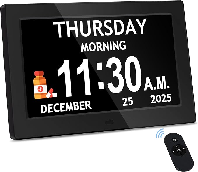 10.1'' Extra Large Digital Clock, 1280*800p HD Display, Dementia Clock by Flyruit