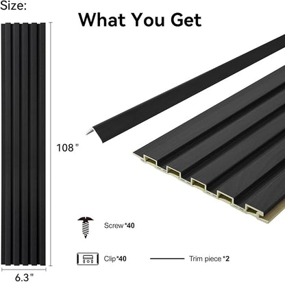 8-Pack WPC Wall Panels 108’’ x 6.3’’ 3D Slat Wall Panel Acoustic Wall Paneling - Image 2