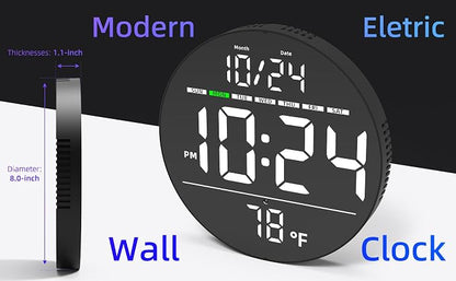 Digital Wall Clock with Large LED Display, Temperature, Auto-Brightness | Small - Image 2