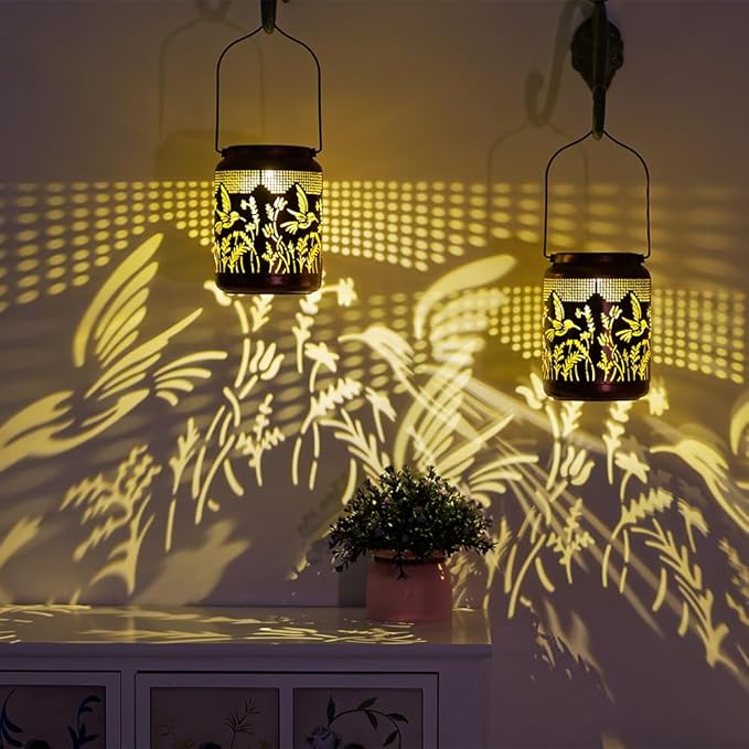 Hummingbird Solar Lanterns Outdoor Waterproof,Metal Garden Decor Hummingbird Gifts Hanging Solar Lanterns Outdoor Lights for Patio, Yard, Poch,Table Birthday Gifts for Women Mom