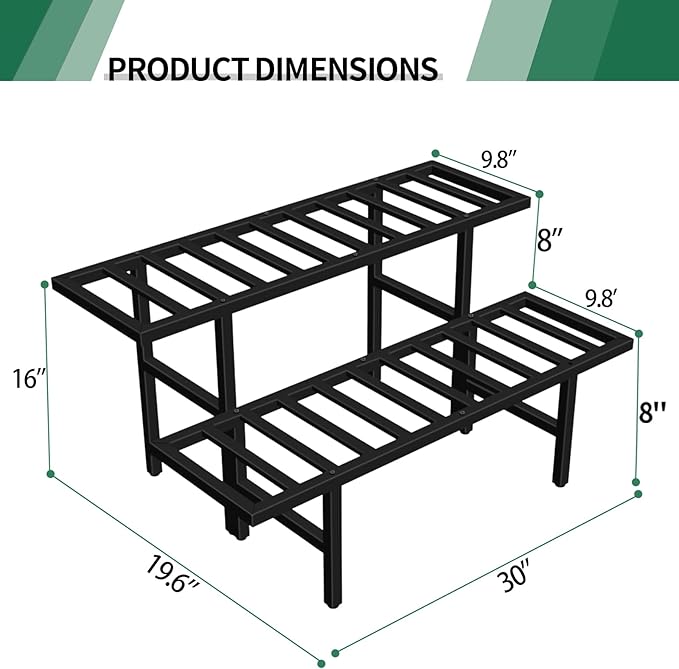 Plant Stand Indoor Outdoor, Heavy Duty Iron Pedestal Stands Metal Plant Stand for Indoor Outdoor, 2-Tier Sturdy Flower Stand Display Plant Shelf