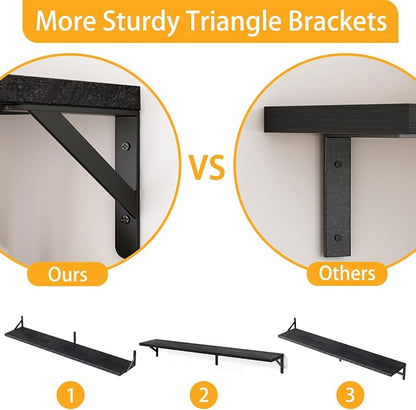 YGEOMER Floating Shelves for Wall, 35in Black Wall Shelves for Living Room - Image 3