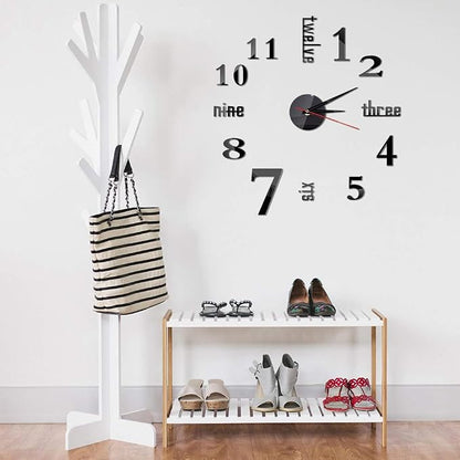 Hxezoc 10inch-20inch Frameless DIY Wall Clock Black 3D Mute Round Shape Quartz - Image 6