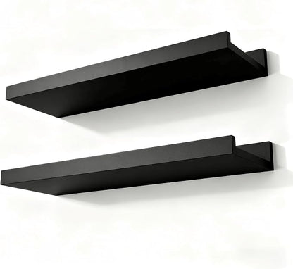Black Floating Shelves for Wall Decor, Wall Mounted Wood Storage Shelf for by Unknown