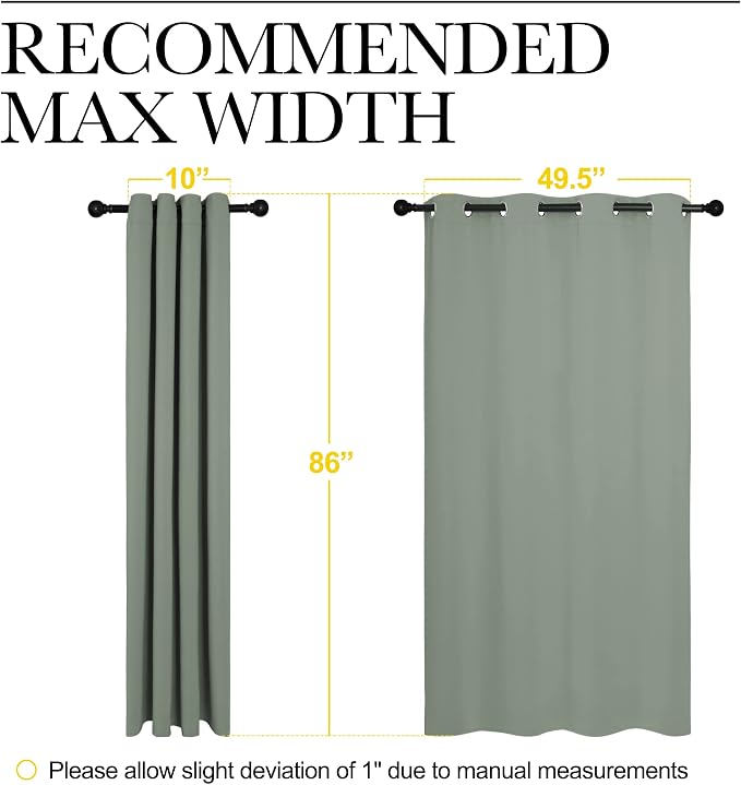 NICETOWN Greyish Green Blackout Curtains 86" Long - Image 7