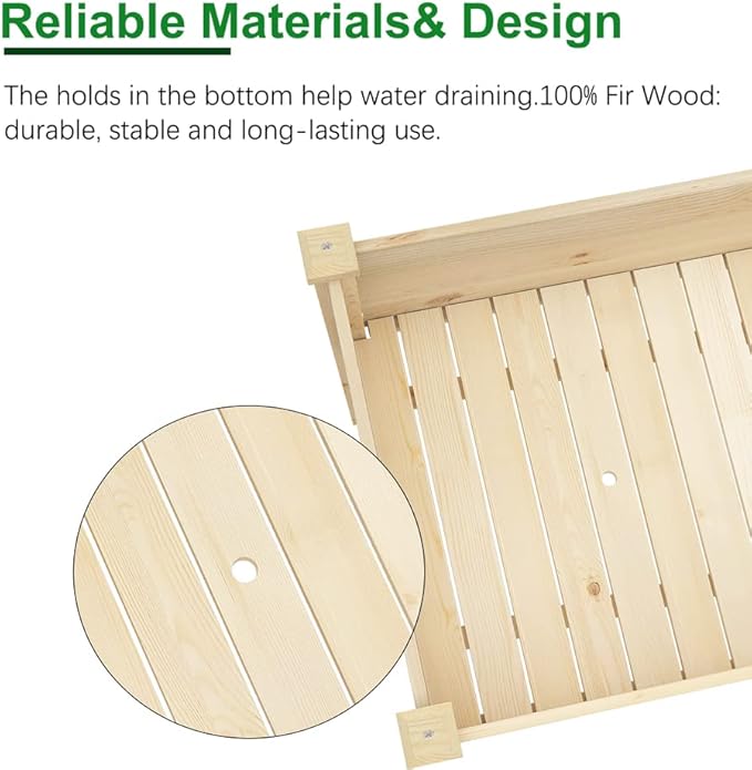 Raised Garden Bed 48.5x24.4x30 Inch, Elevated Wood Planter Box with Legs for Vegetable Flower Herb Outdoors Backyard, Patio, Balcony with Liner (Natural Wood)