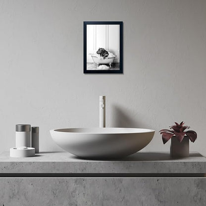 Black and White Bathroom Wall Decor Funny Hippo in Bathtub Wall Art Framed - Image 6