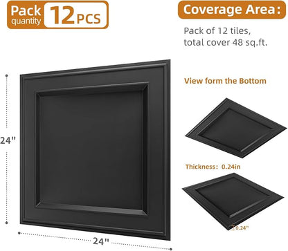 WOWSTAR 12-Pack 24"x24" Drop Ceiling Tiles, Waterproof Glue up Ceiling Panels - Image 5