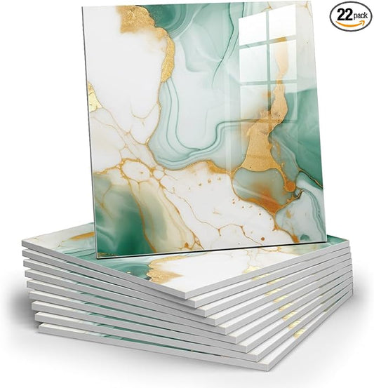 Chejiaye 22pcs Marble Peel and Stick Backsplash Waterproof Washroom Wall Panels by Chejiaye